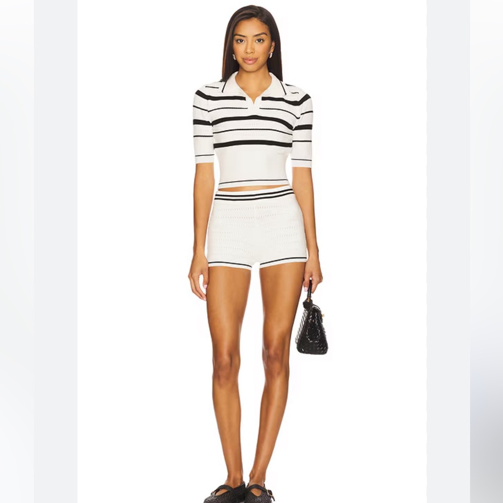 ALL THE WAYS Jillian Short set in black & white Women's White Striped Shorts